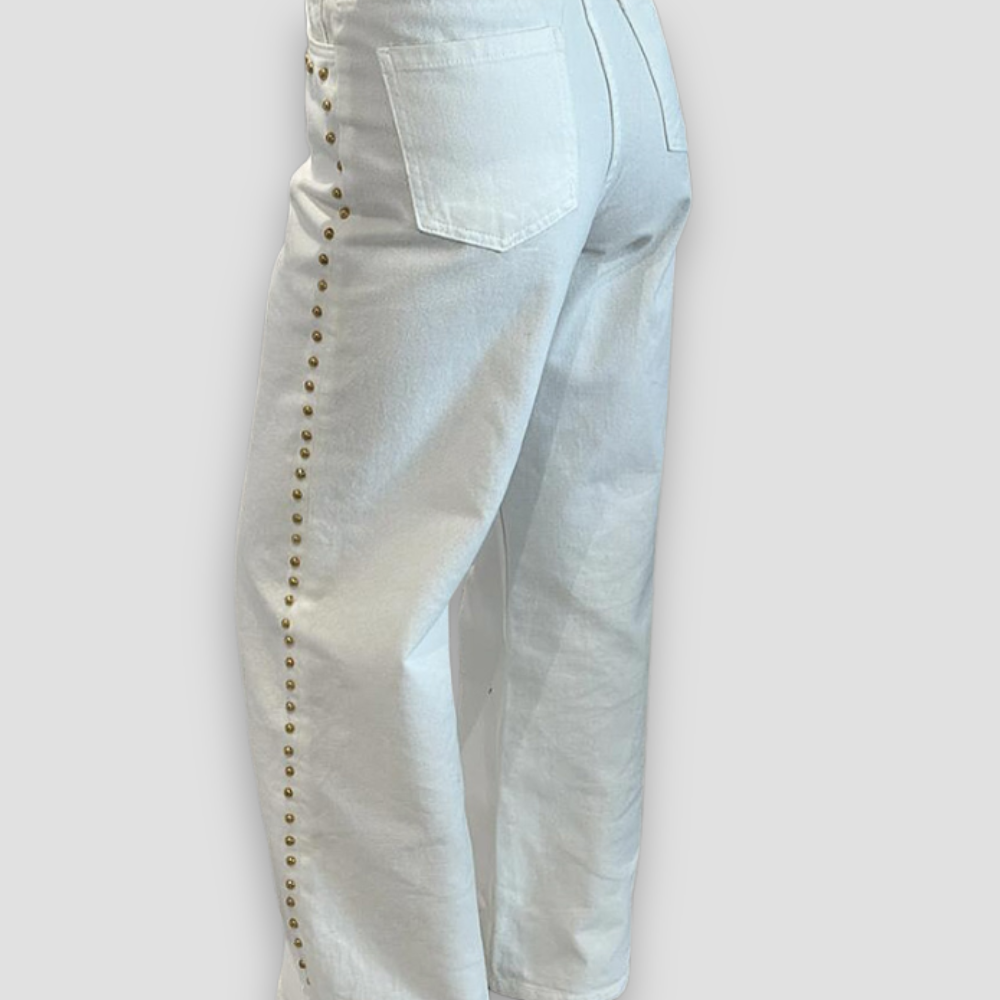 Badhie | Women's Pearl-Studded Denim Pants
