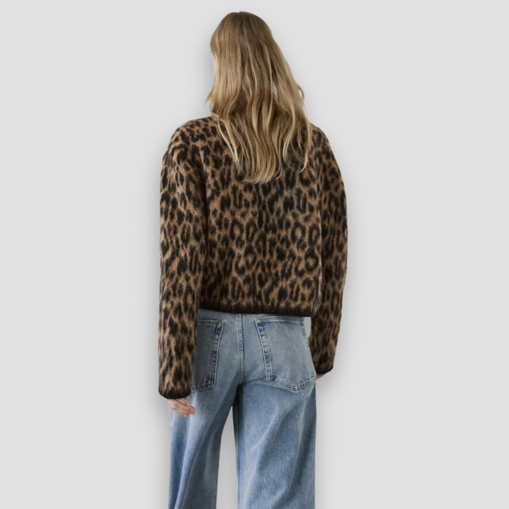 Badhie | Women’s Fuzzy Leopard Button-Up Cardigan