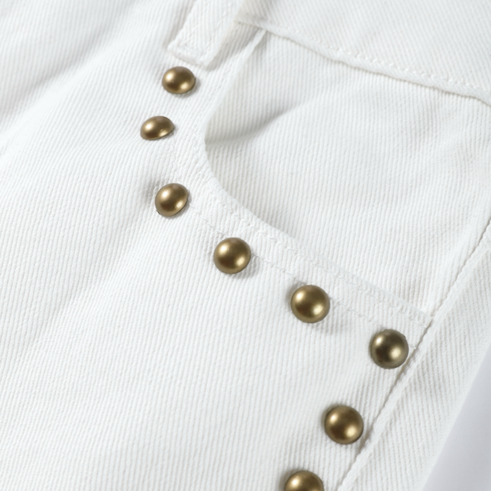 Badhie | Women's Pearl-Studded Denim Pants