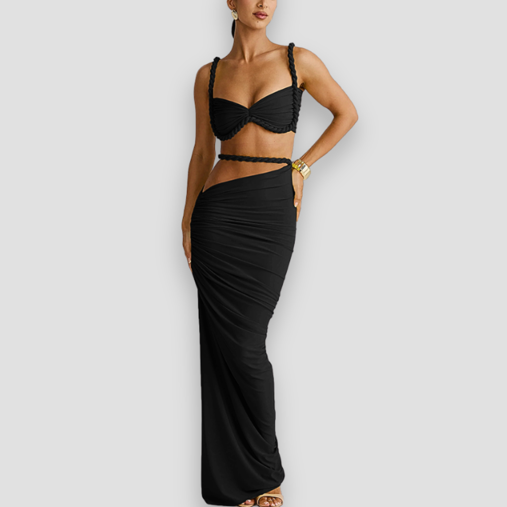 Badhie | Women's Braided Strap Two-Piece Maxi Set