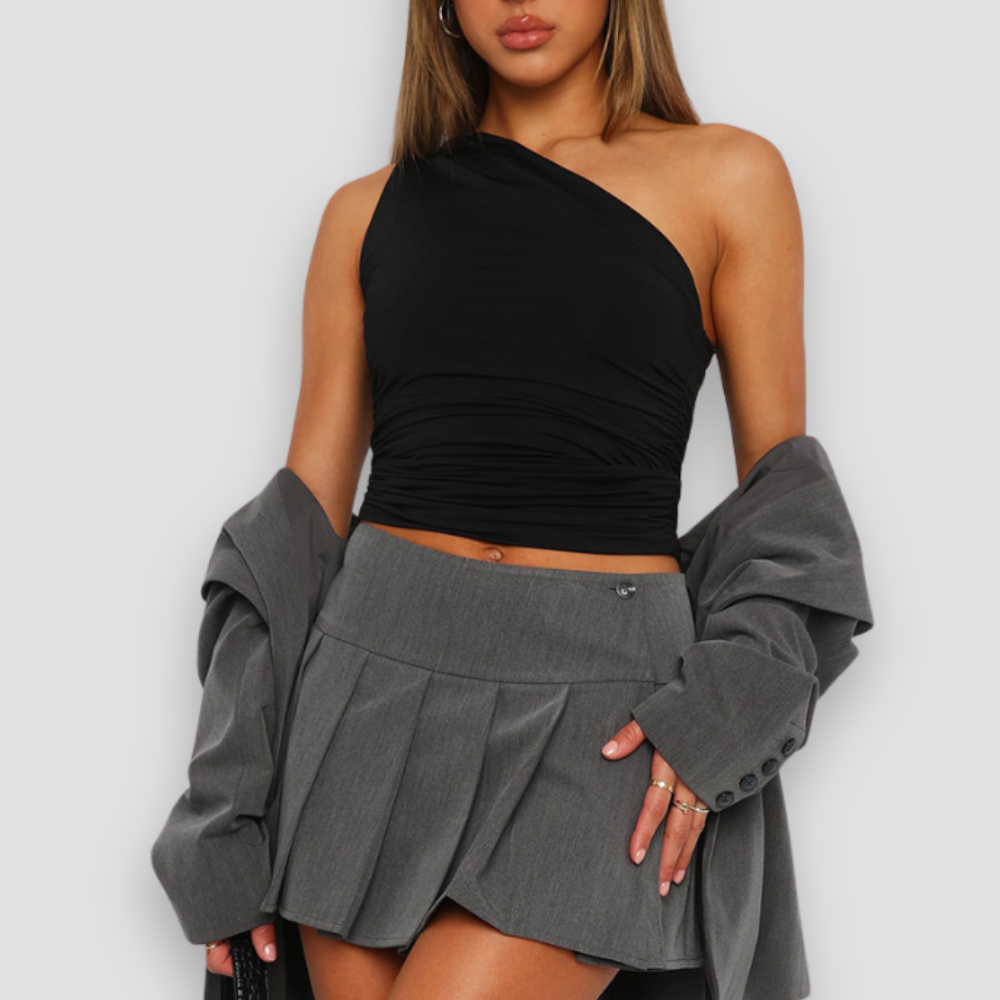 Badhie | Women's One-Shoulder Ruched Crop Top