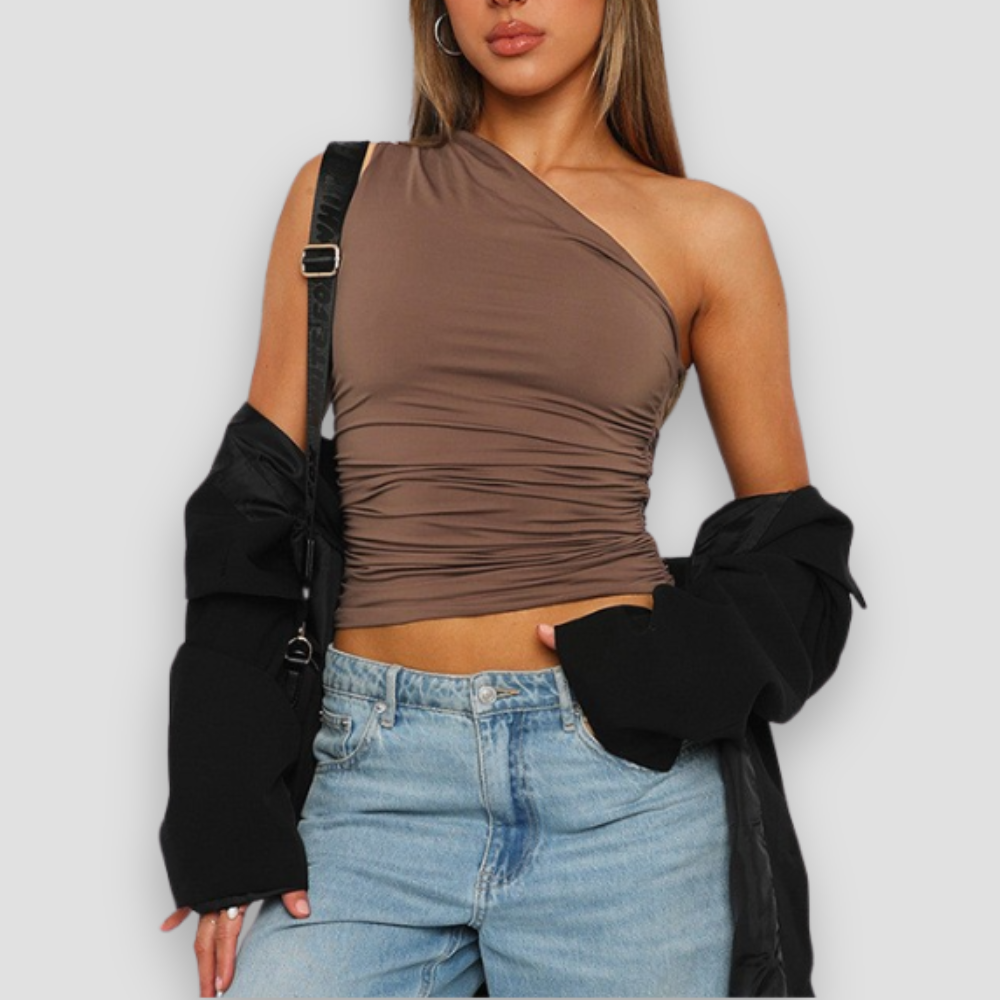 Badhie | Women's One-Shoulder Ruched Crop Top