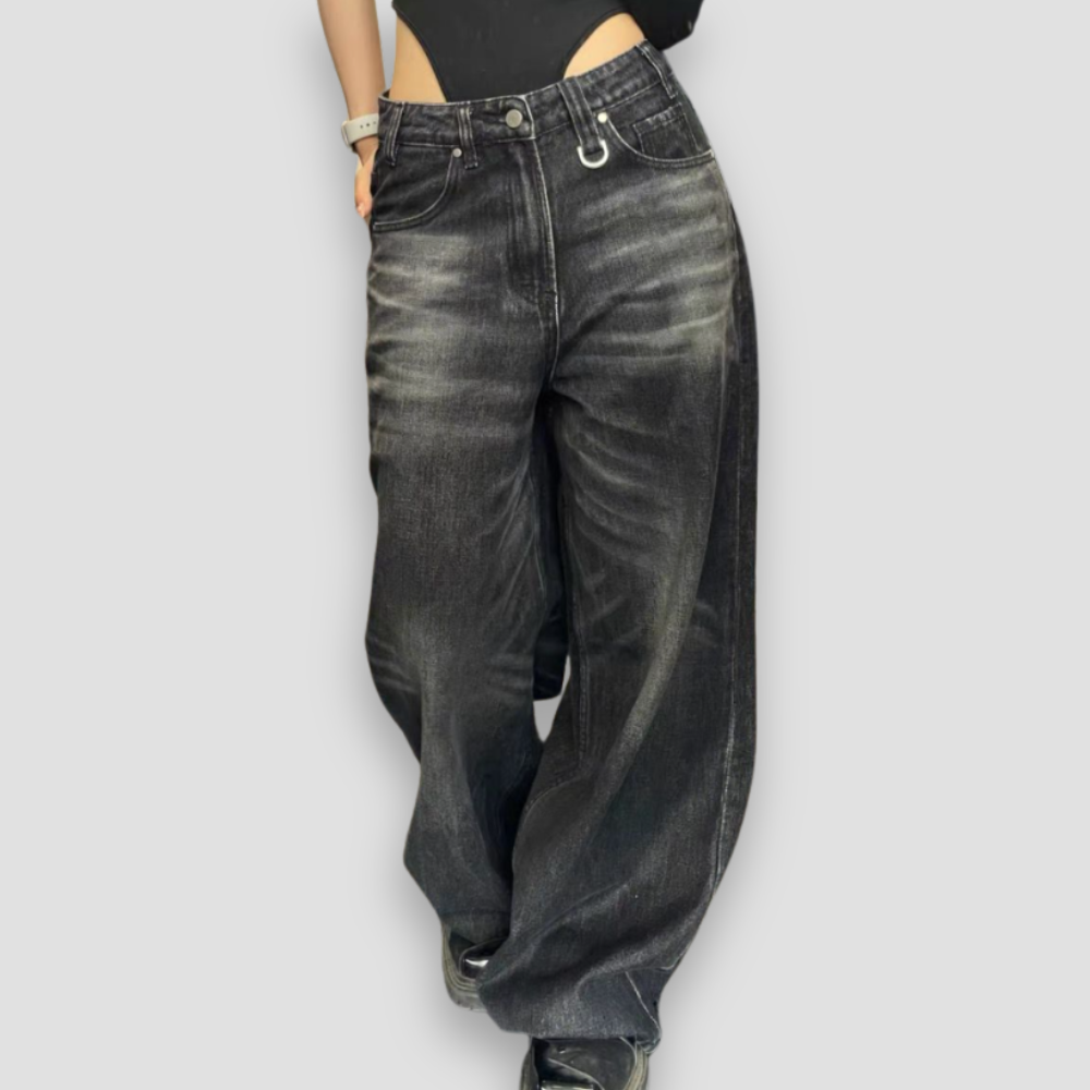 Badhie | Women's Straight Wide Leg Oversized Streetwear Jeans