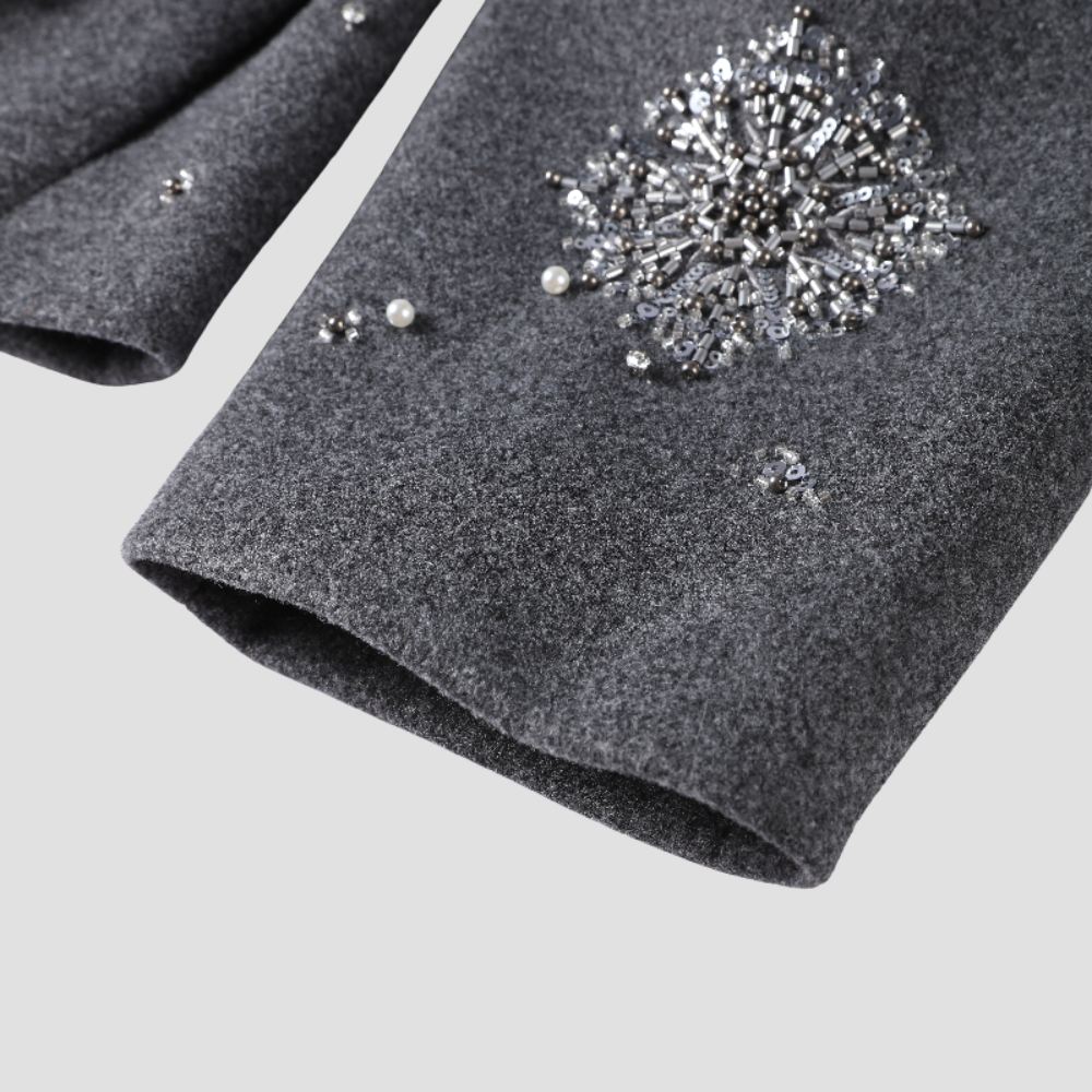Badhie | Women’s Embellished Wool Blend Glitter Cropped Coat
