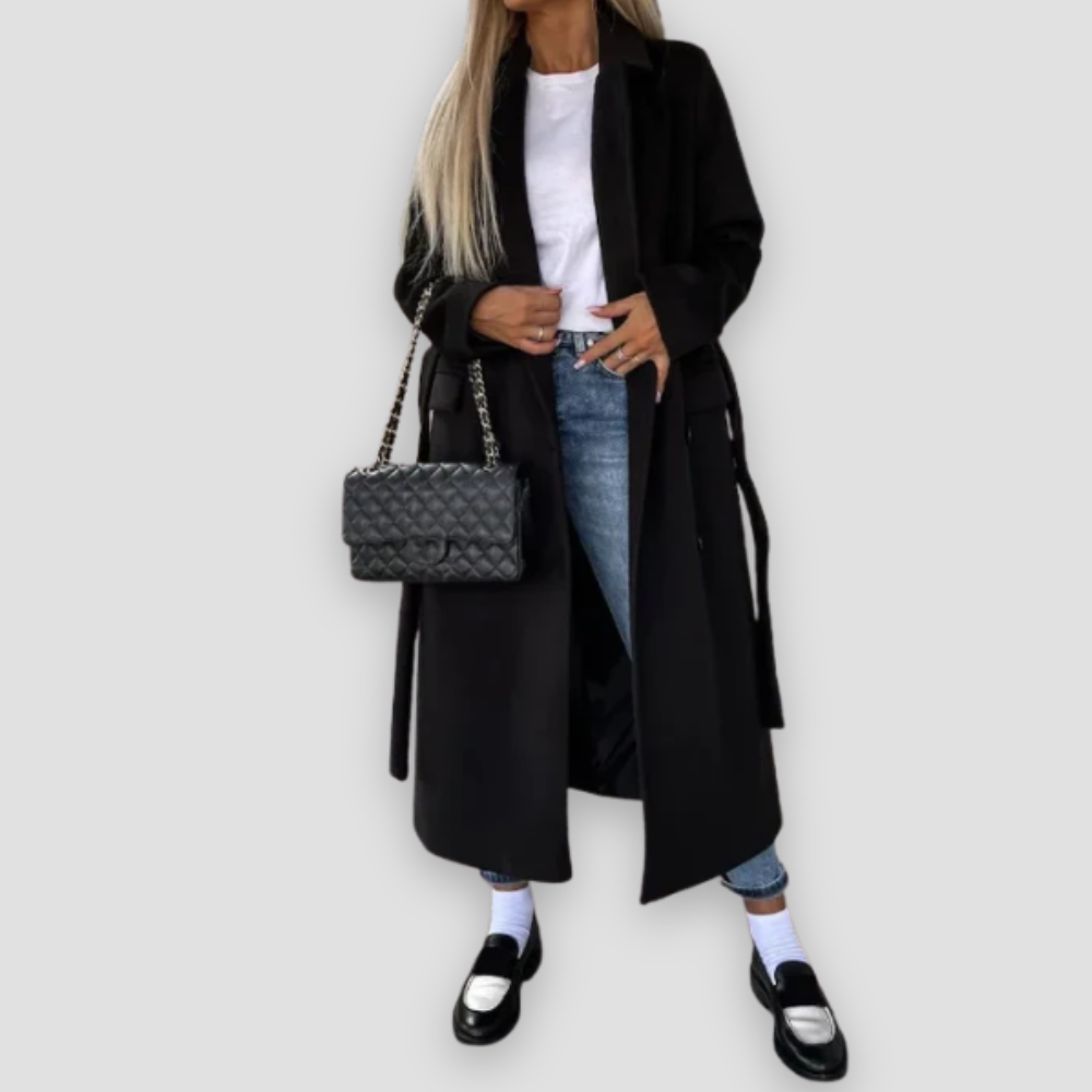 Badhie | Women's Double-Breasted Winter Coat with Waist Belt and Classic Fit