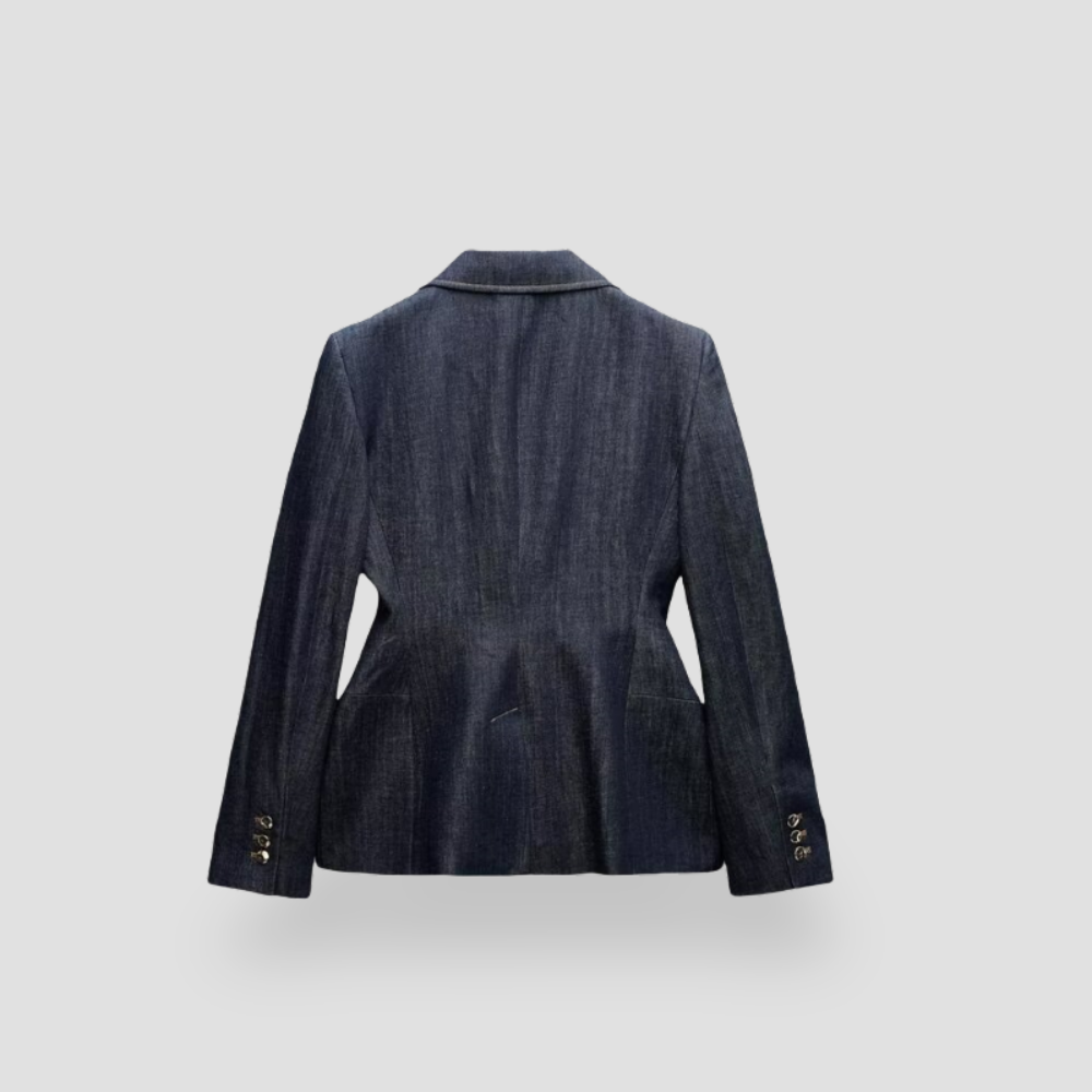 Badhie | Women's Tailored Dark-Wash Denim Blazer