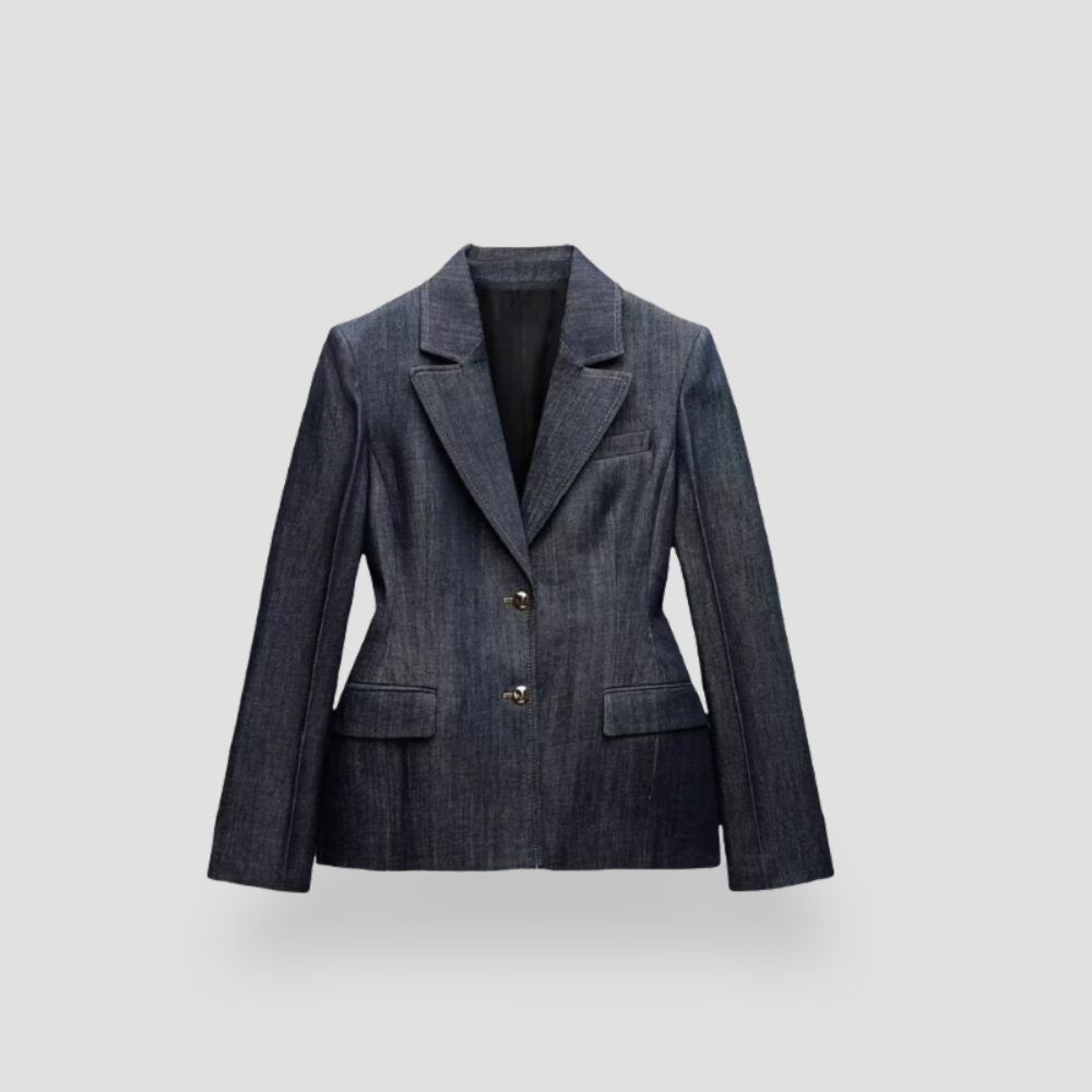 Badhie | Women's Tailored Dark-Wash Denim Blazer
