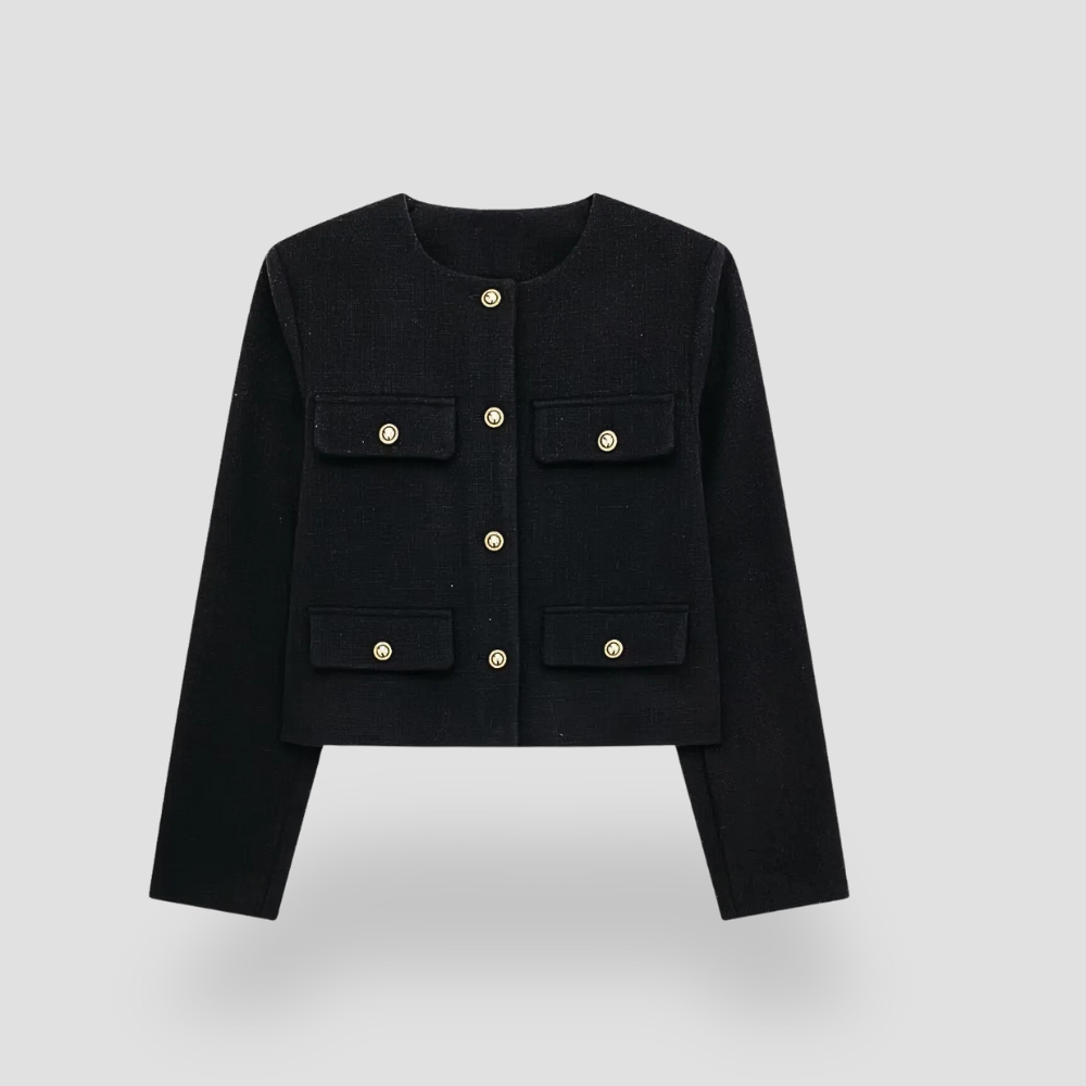 Badhie | Women’s Luxe Tweed Cropped Button Blazer Jacket