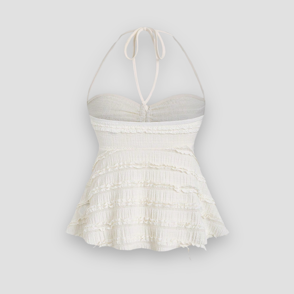 Badhie | Women's Ruched Sweetheart Peplum Top