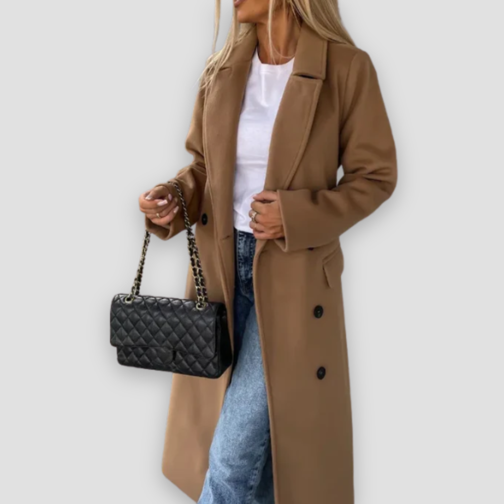 Badhie | Women's Double-Breasted Winter Coat with Waist Belt and Classic Fit