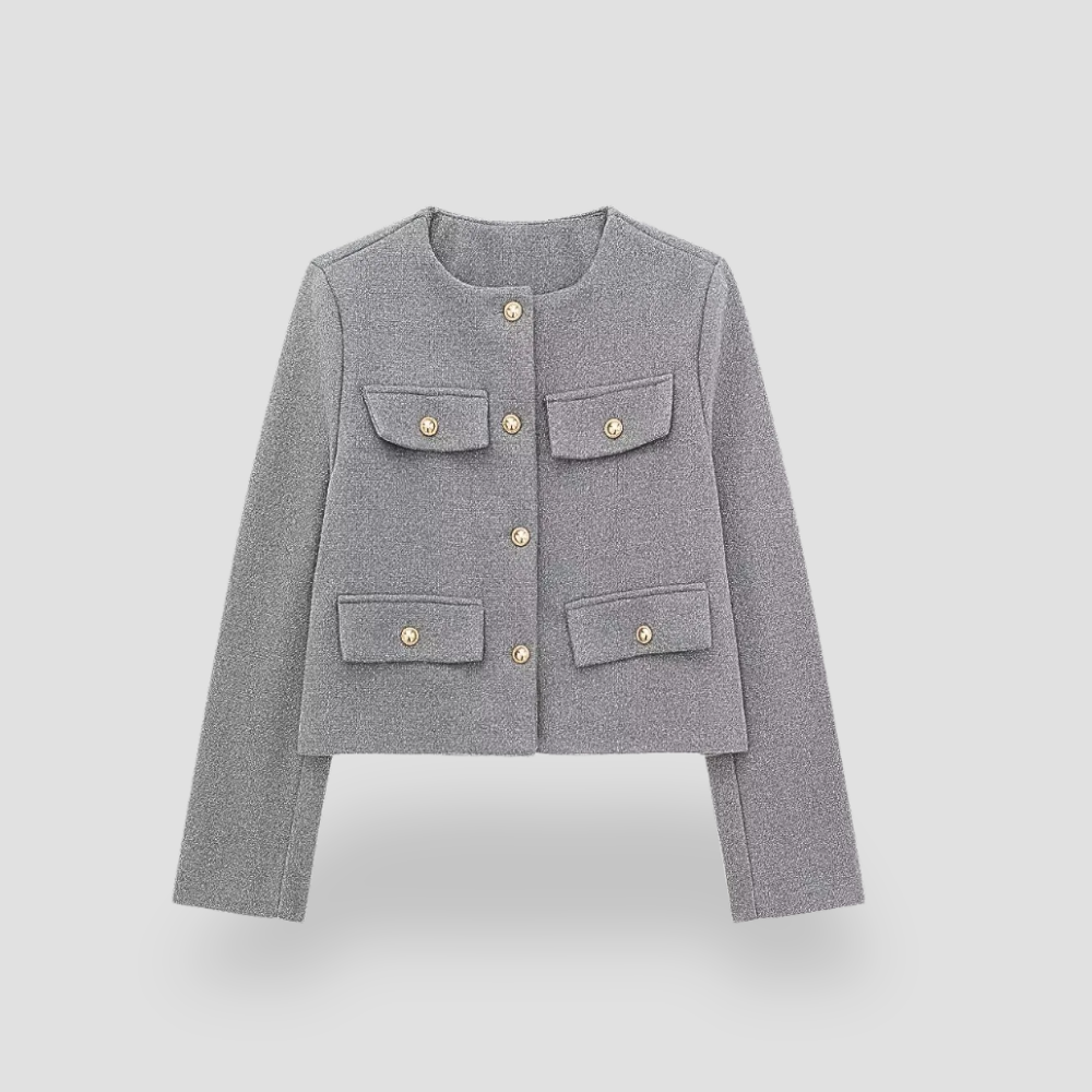 Badhie | Women’s Luxe Tweed Cropped Button Blazer Jacket