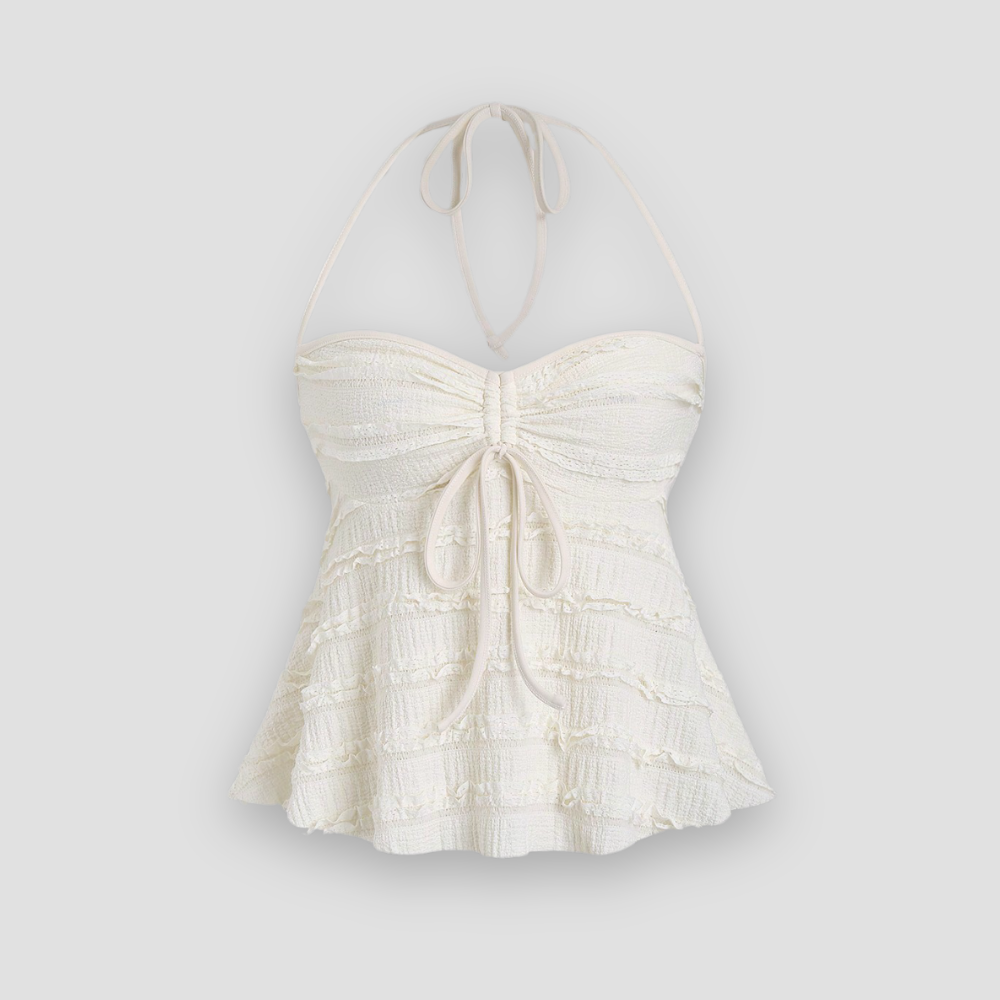 Badhie | Women's Ruched Sweetheart Peplum Top