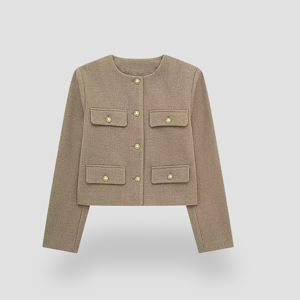 Badhie | Women’s Luxe Tweed Cropped Button Blazer Jacket