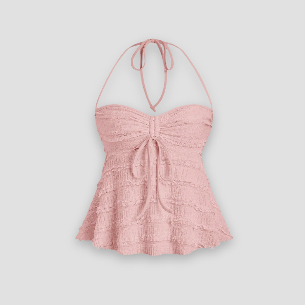 Badhie | Women's Ruched Sweetheart Peplum Top