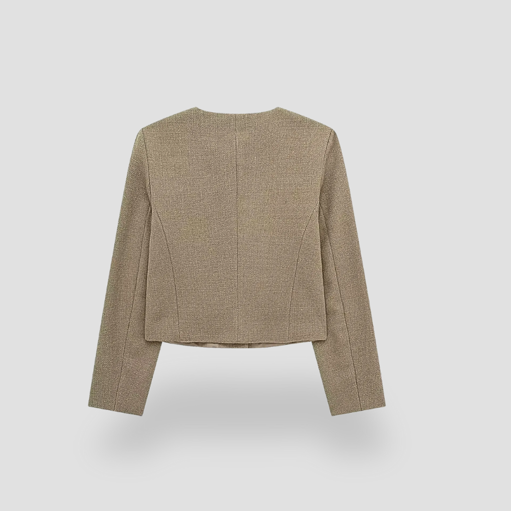 Badhie | Women’s Luxe Tweed Cropped Button Blazer Jacket