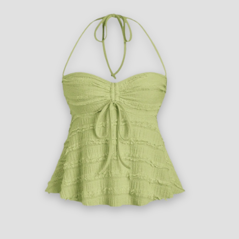 Badhie | Women's Ruched Sweetheart Peplum Top
