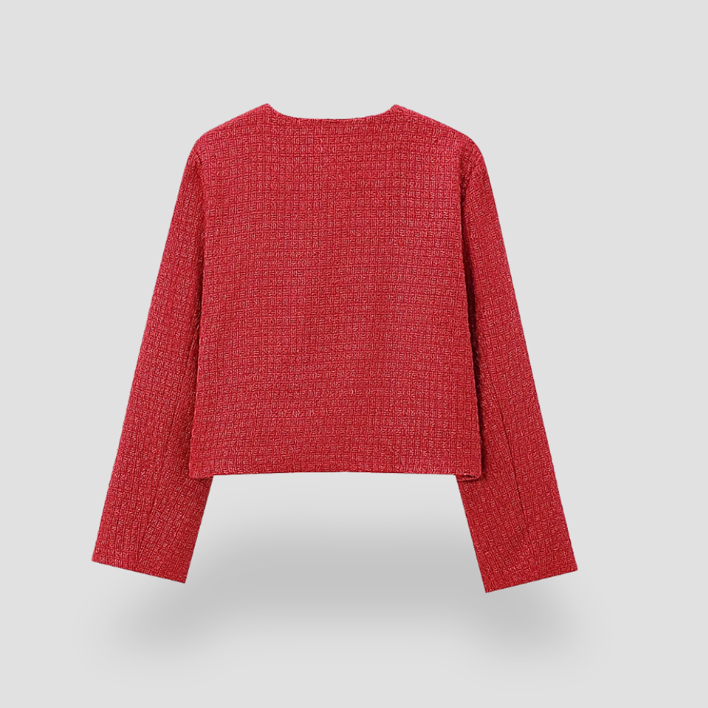 Badhie | Women’s Luxe Tweed Round Neck Cropped Jacket
