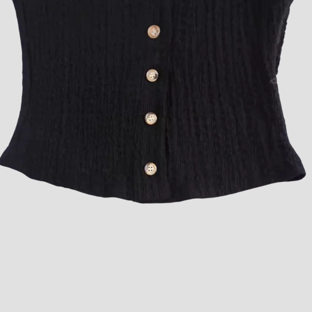 Badhie | Women's Waffle Knit Button Vest & Wide-Leg Pant Set