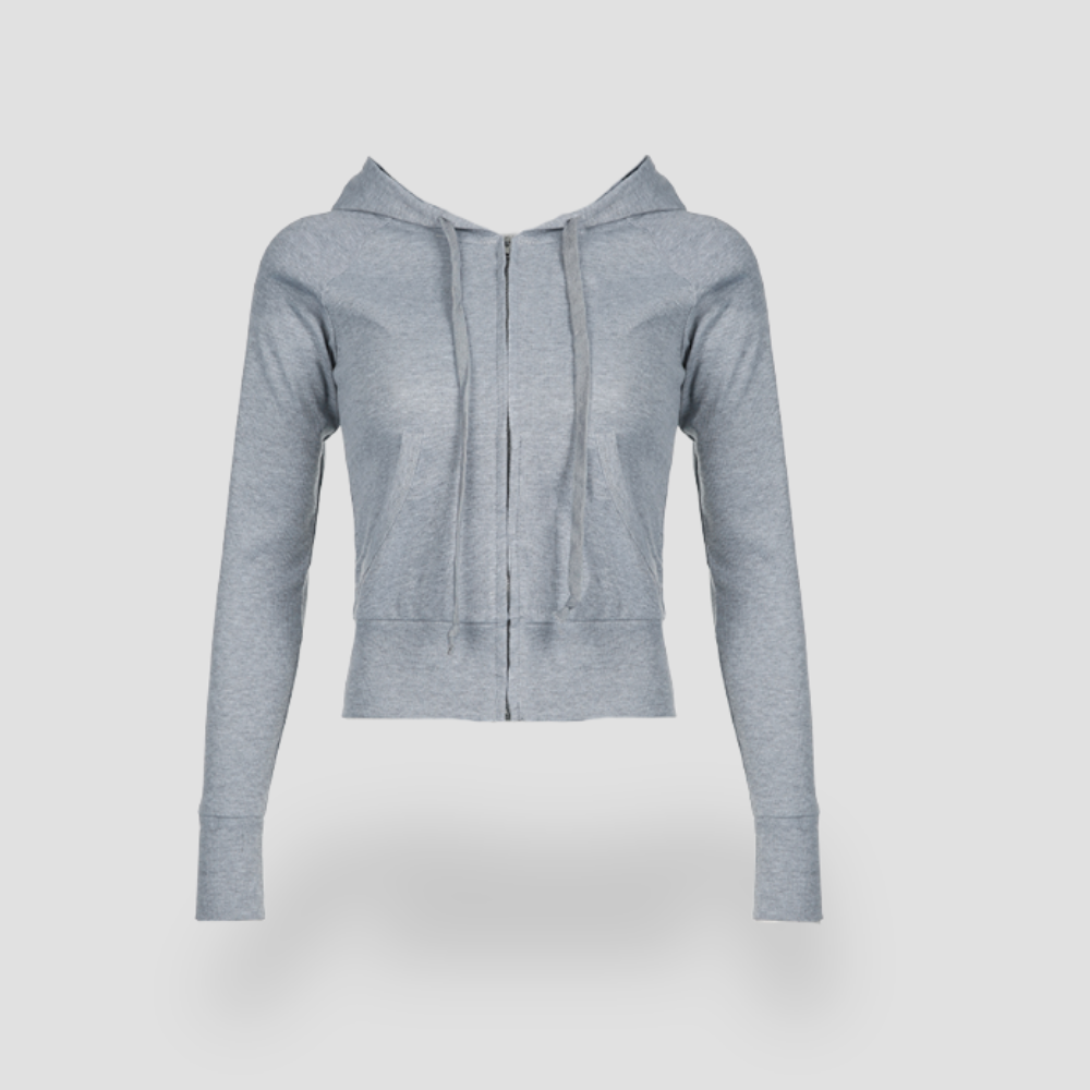 Badhie | Women’s Slim-Fit Zip-Up Hoodie Casual Streetwear Jacket with Pockets