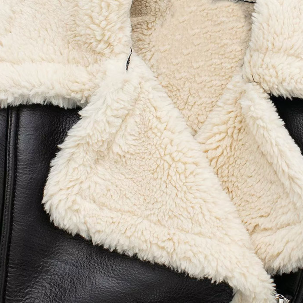Badhie | Women’s Cropped Faux Shearling Leather Jacket