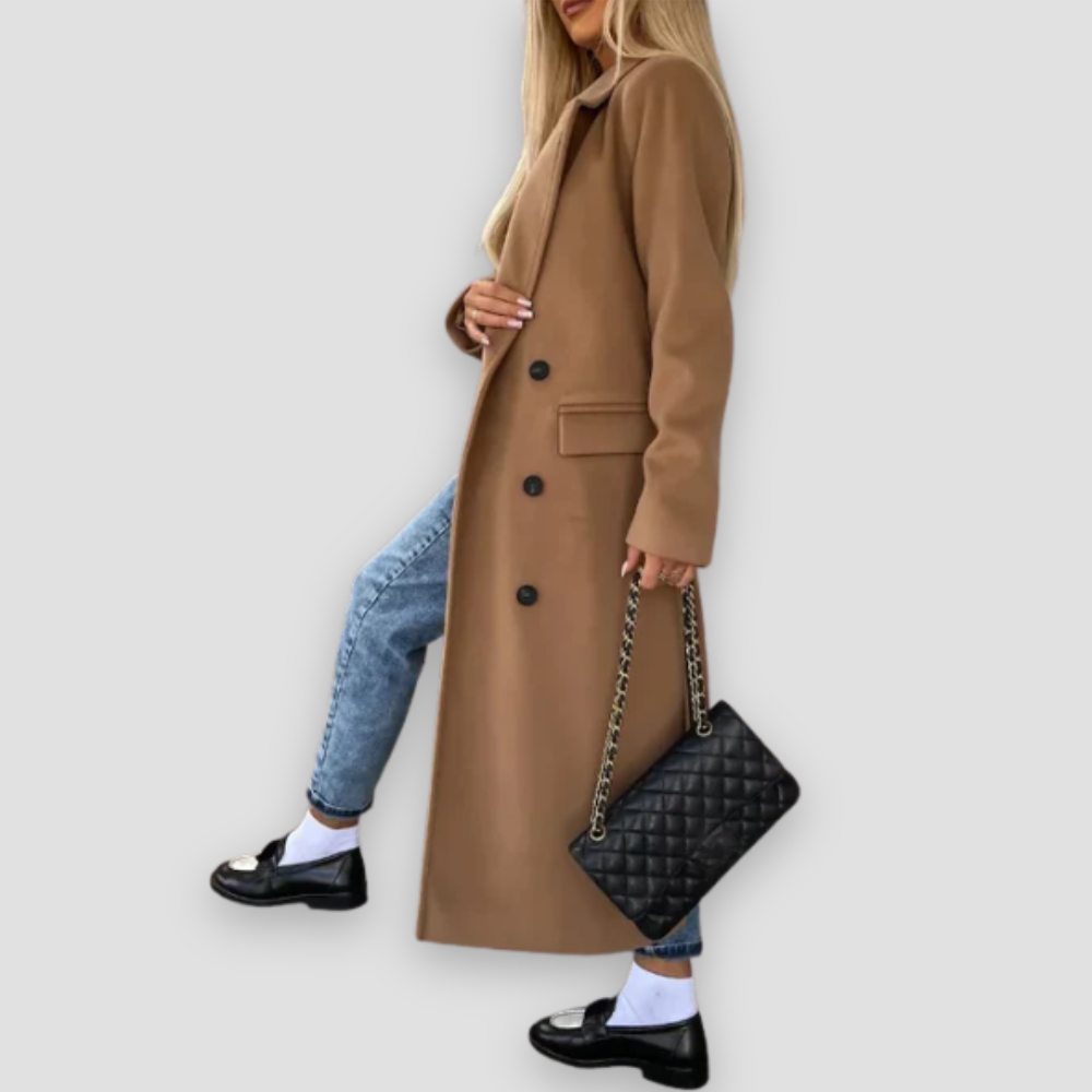 Badhie | Women's Double-Breasted Winter Coat with Waist Belt and Classic Fit