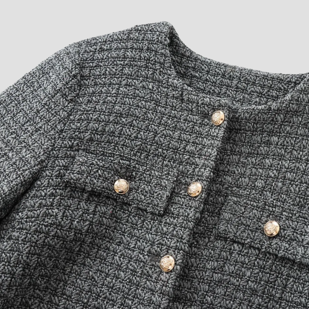 Badhie | Women’s Luxe Tweed Round Neck Cropped Jacket