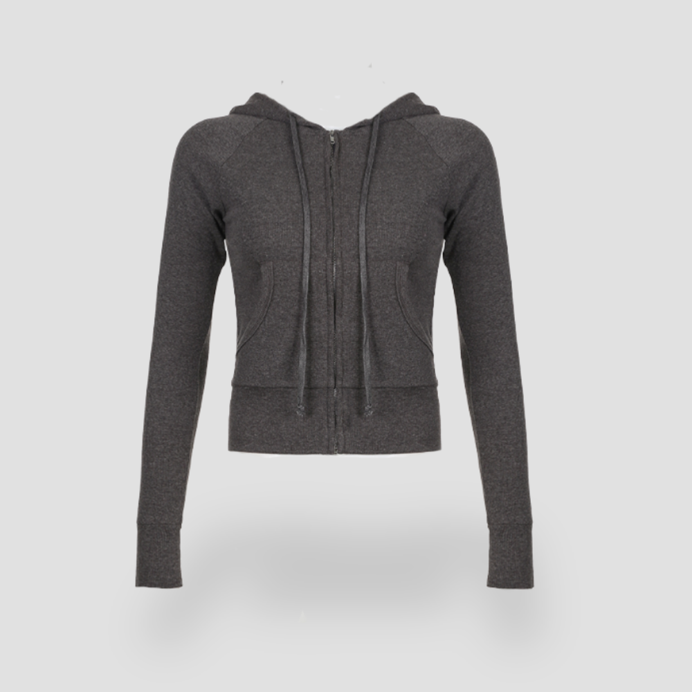 Badhie | Women’s Slim-Fit Zip-Up Hoodie Casual Streetwear Jacket with Pockets