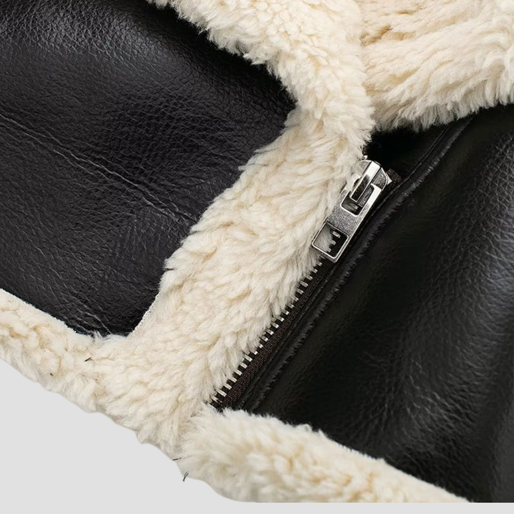 Badhie | Women’s Cropped Faux Shearling Leather Jacket