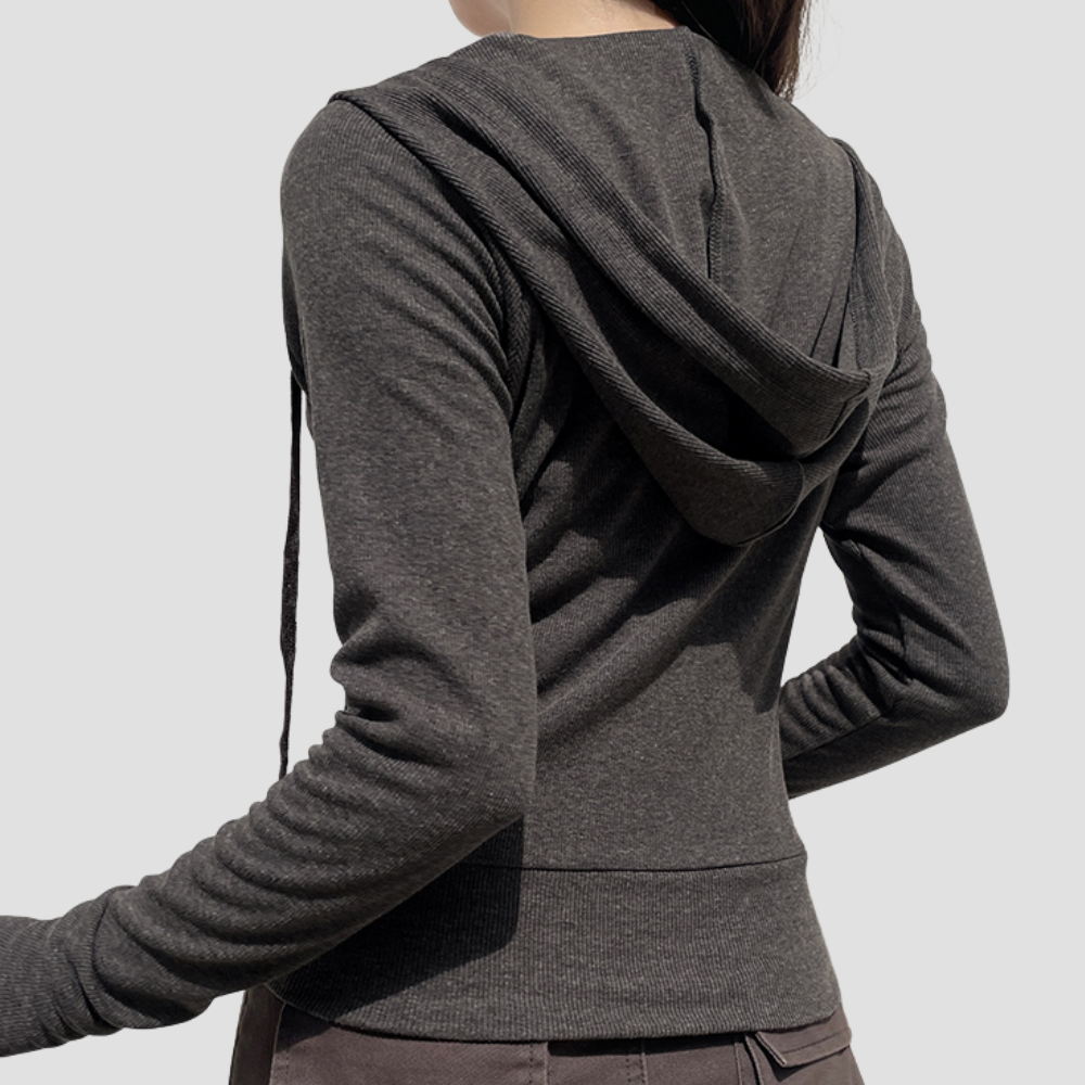 Badhie | Women’s Slim-Fit Zip-Up Hoodie Casual Streetwear Jacket with Pockets