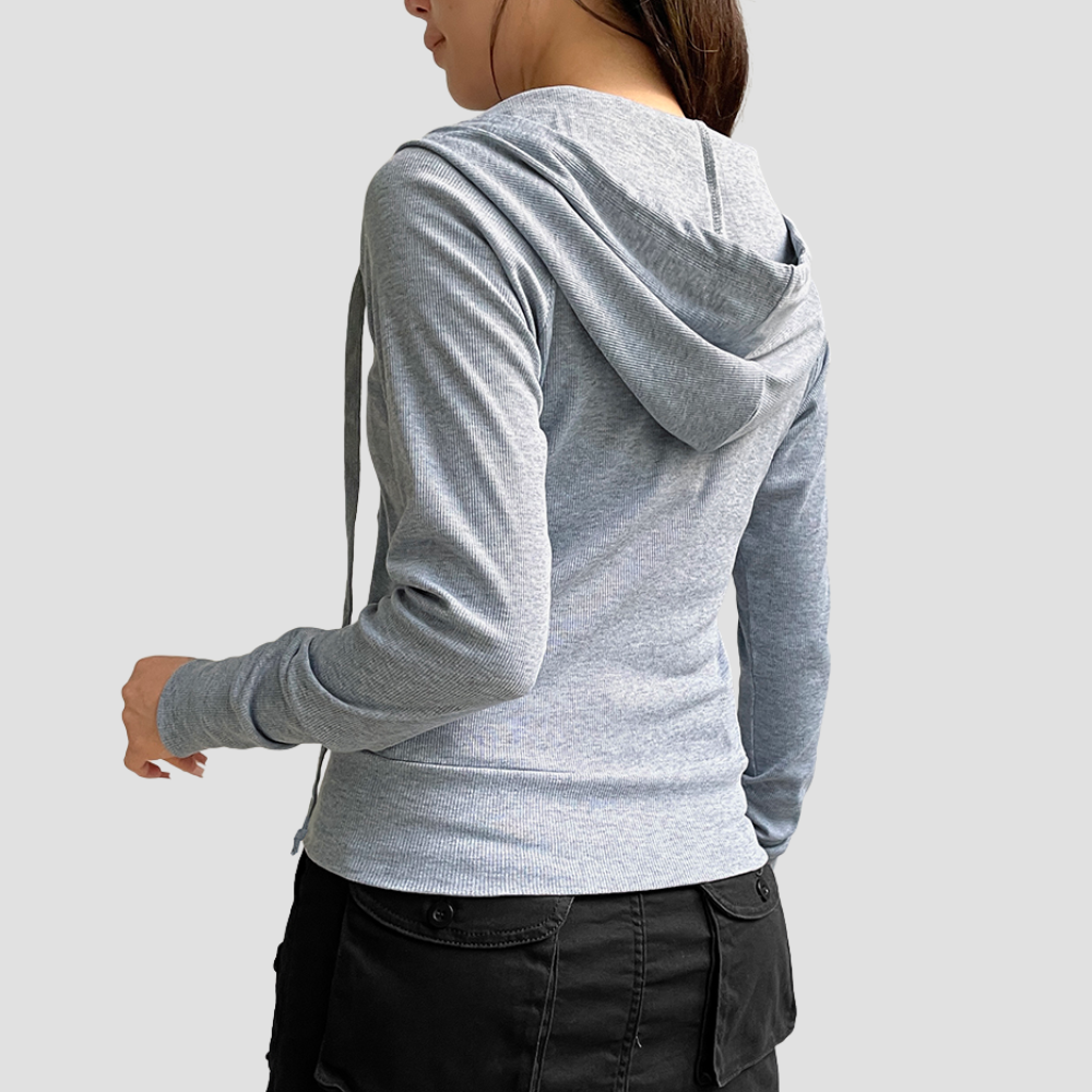 Badhie | Women’s Slim-Fit Zip-Up Hoodie Casual Streetwear Jacket with Pockets