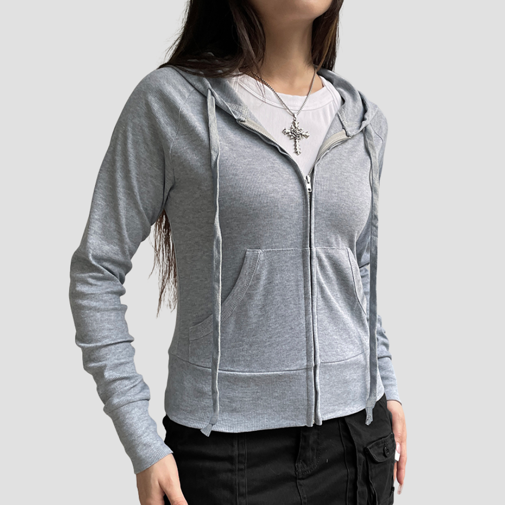 Badhie | Women’s Slim-Fit Zip-Up Hoodie Casual Streetwear Jacket with Pockets