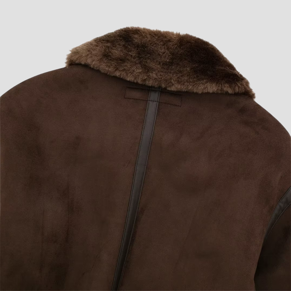 Badhie | Women’s Chocolate Brown Cropped Shearling Bomber Jacket