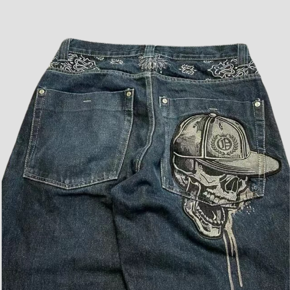 Badhie | Women’s Skull Graphic Denim Baggy Jeans
