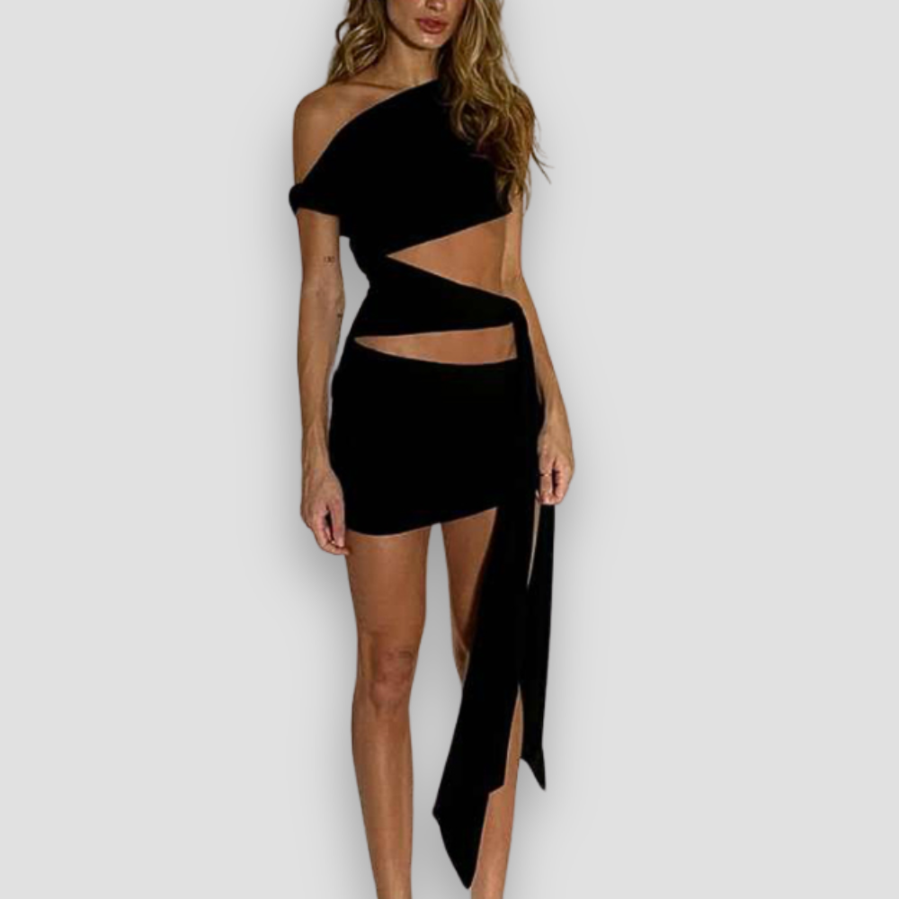 Badhie | Women's One-Shoulder Wrap Mini Dress