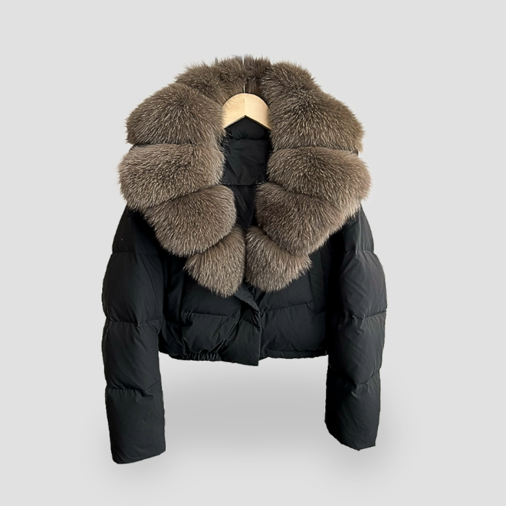 Badhie | Women’s Luxe Faux-Fur Collar Cropped Puffer Jacket