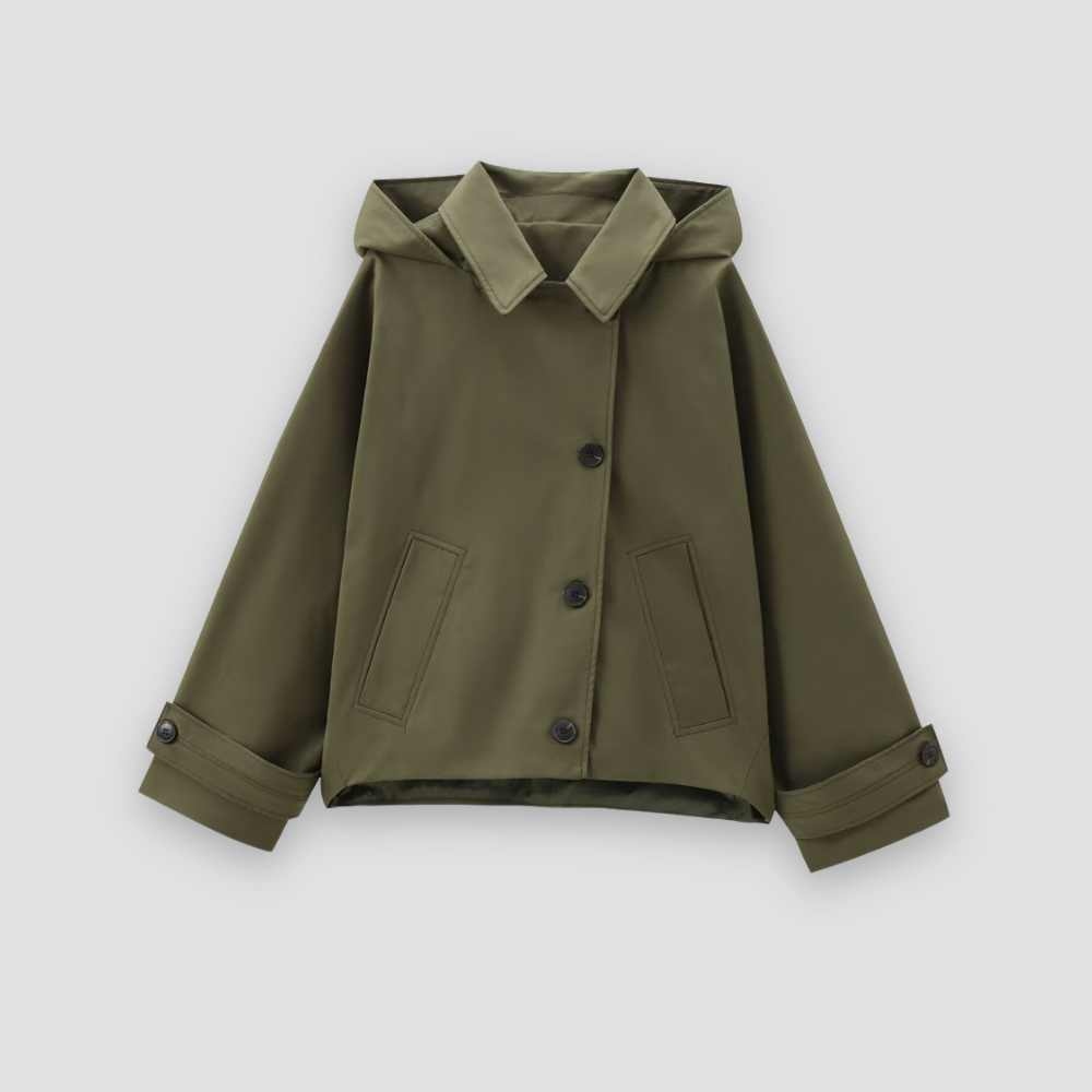Badhie | Women’s Olive Green Hooded Button Jacket