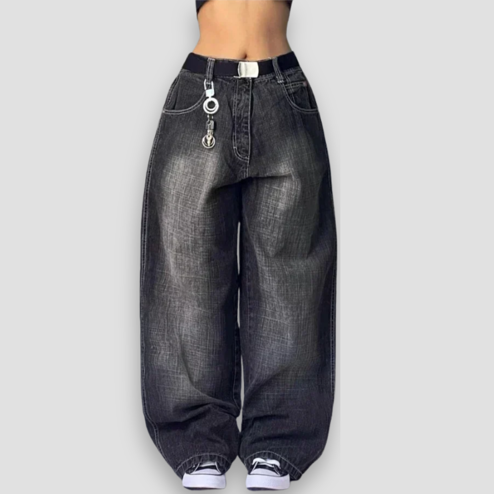 Badhie | Women's Y2K Fade Wide-Leg Denim Jeans
