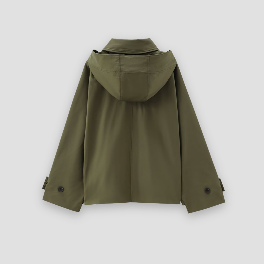 Badhie | Women’s Olive Green Hooded Button Jacket