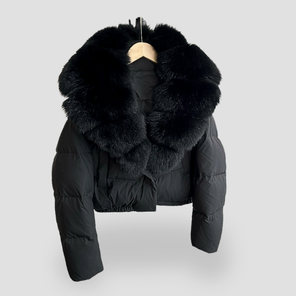 Badhie | Women’s Luxe Faux-Fur Collar Cropped Puffer Jacket