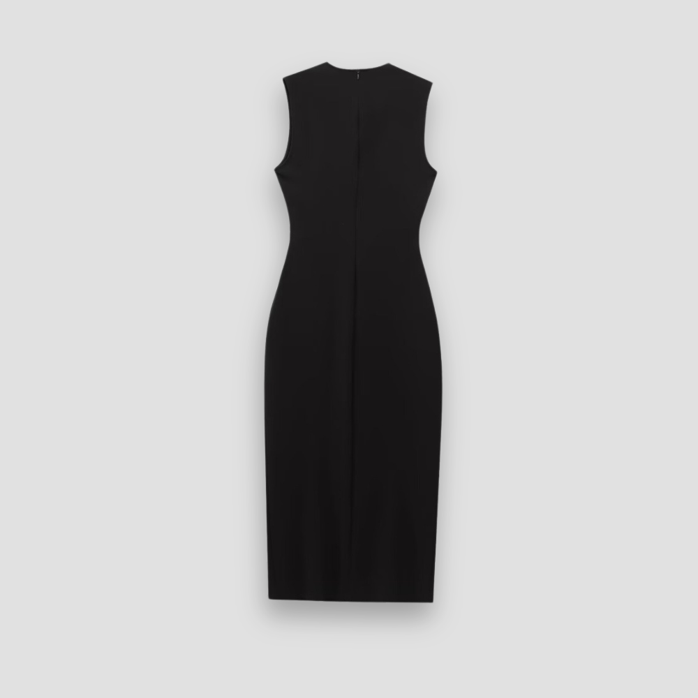 Badhie | Women's Gold Button Belted Midi Dress