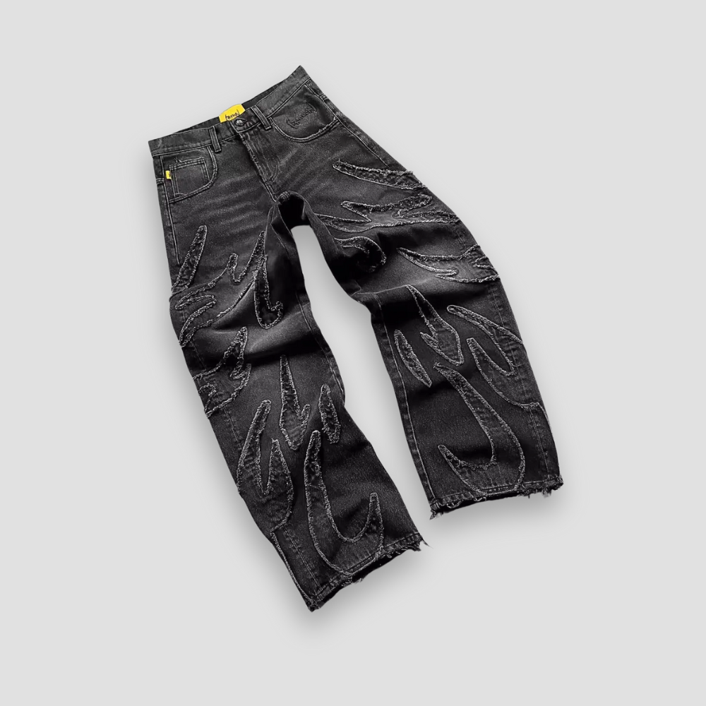 Badhie | Women’s Flame Stitch Wide-Leg Denim
