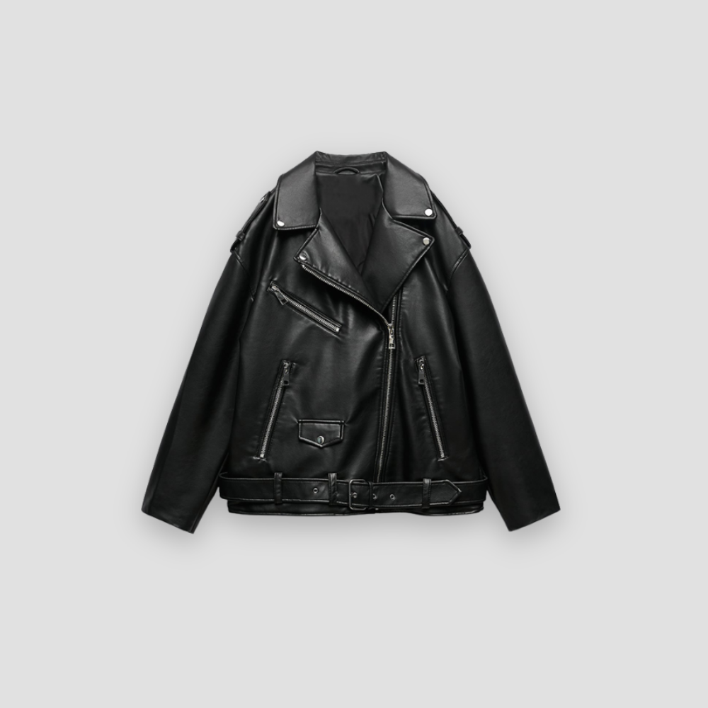 Badhie | Women’s Oversized Faux Leather Biker Jacket