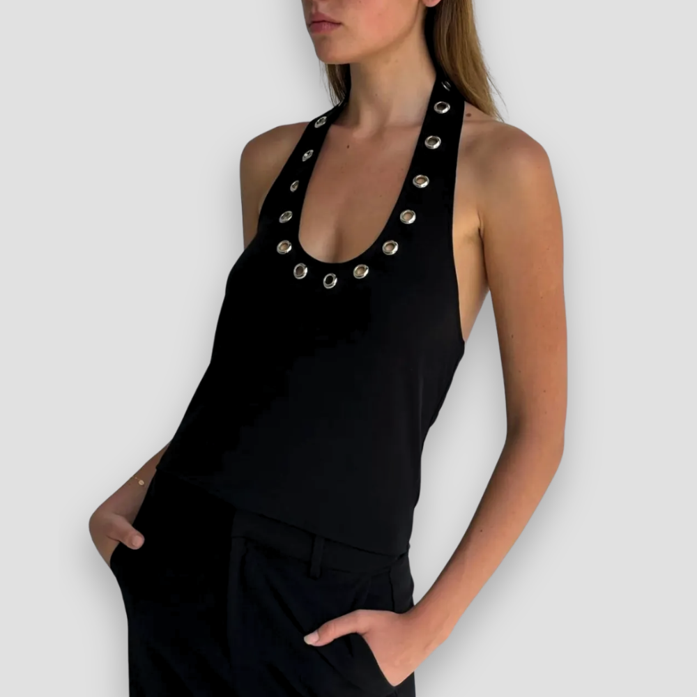 Badhie | Women's Studded Scoop Halter Top