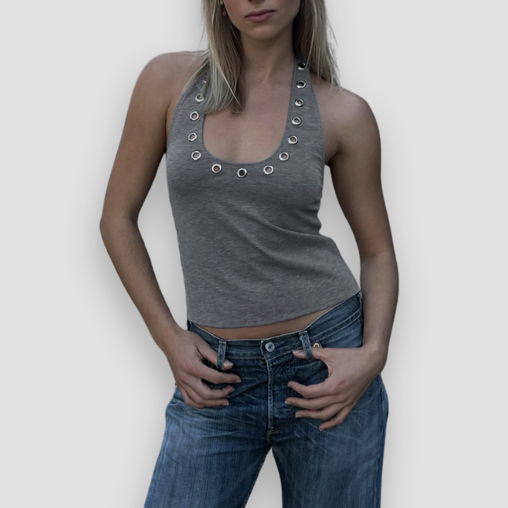 Badhie | Women's Studded Scoop Halter Top