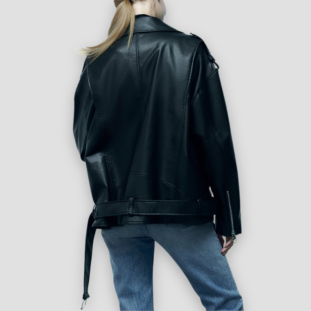 Badhie | Women’s Oversized Faux Leather Biker Jacket
