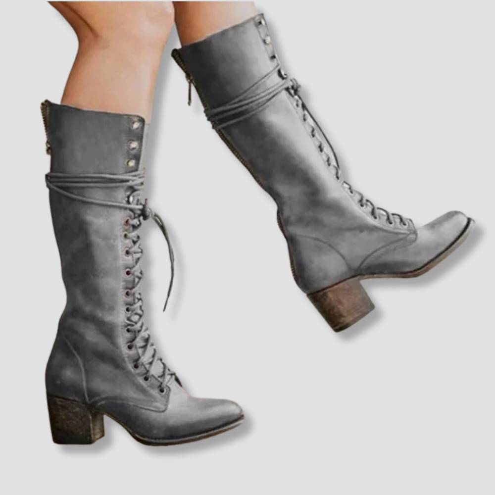 Badhie | Women’s Vintage Lace-Up Knee-High Boots