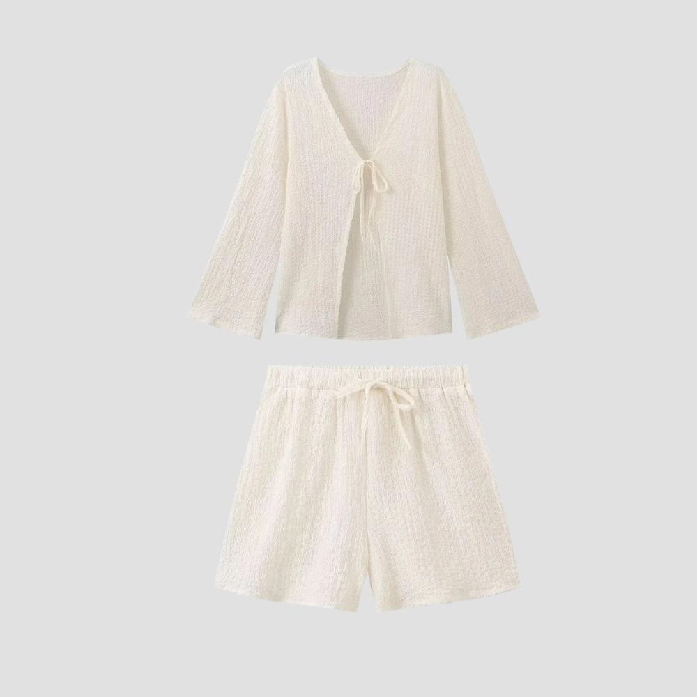 Badhie | Women’s Textured Lounge Set with Tie Front