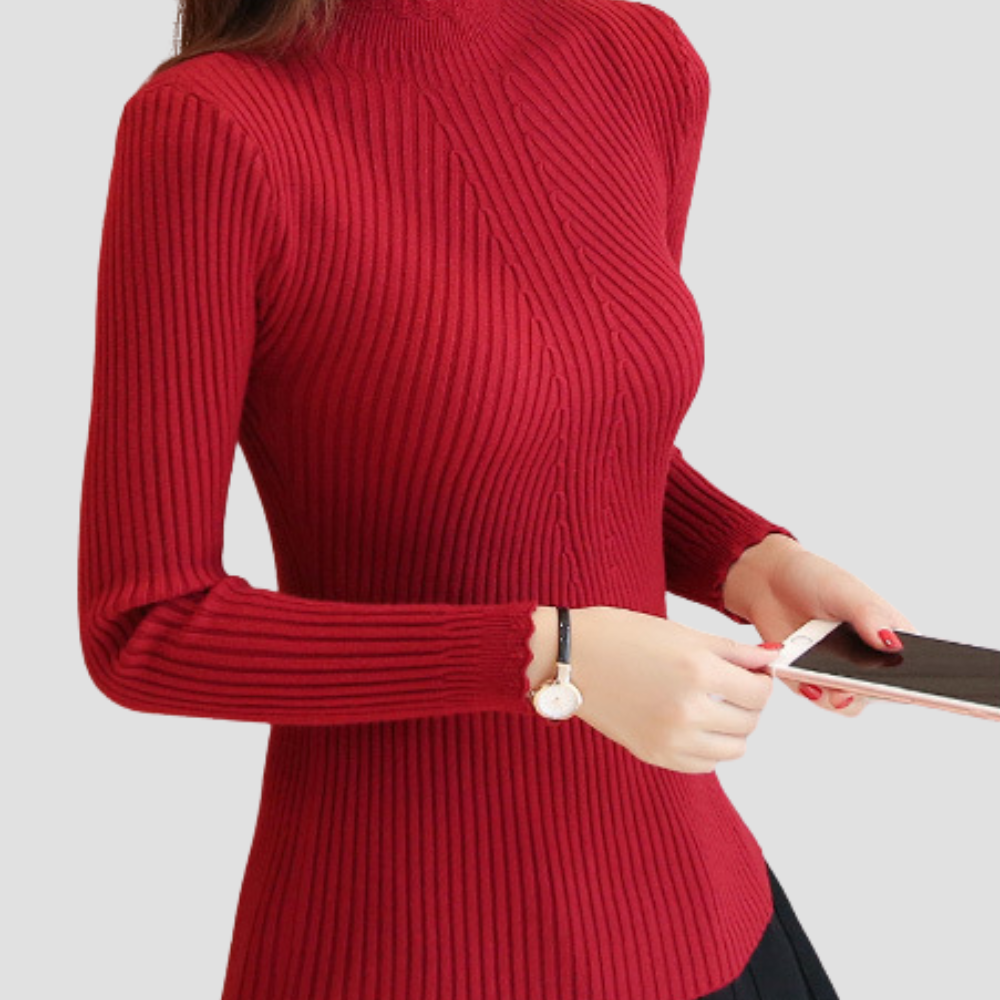 Badhie | Women’s Ribbed Knit Mock Neck Sweater