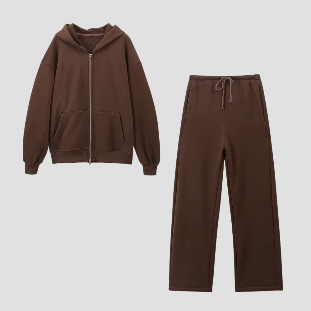 Badhie | Women’s Relaxed Zip-Up Hoodie & Wide-Leg Lounge Pants Set