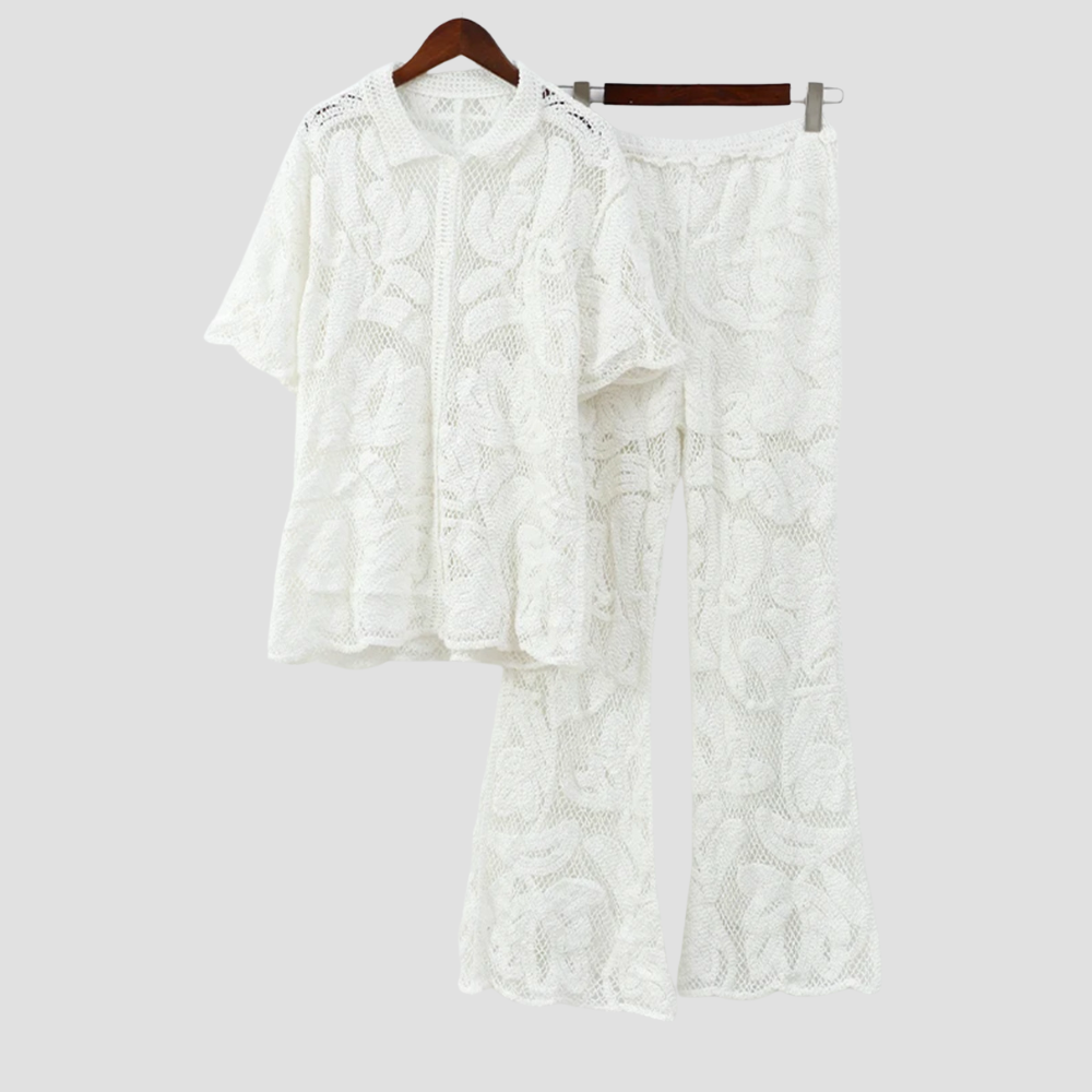 Badhie | Women's Crochet Lace Button-Up Set